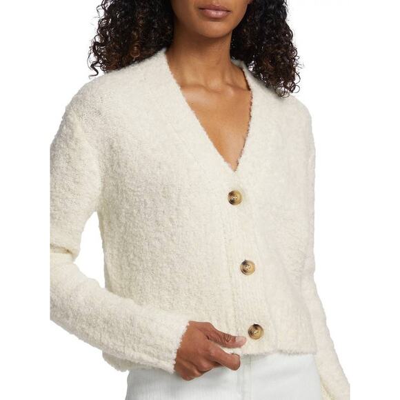 ATM Boucle Cropped Cardigan in Chalk L - Picture 2 of 4